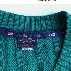 Paul & Shark  green cabled V neck cotton pullover  Sz XL made in Italy 🇮🇹